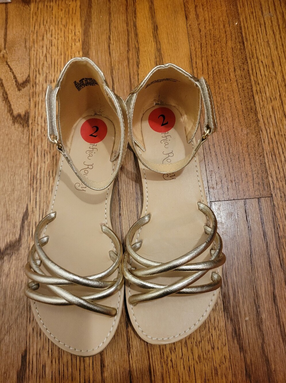 Cynthia Rowley Girls Metallic Gold Strappy Ankle-Sandal